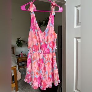 Pink Lily colorful shorts romper, size S